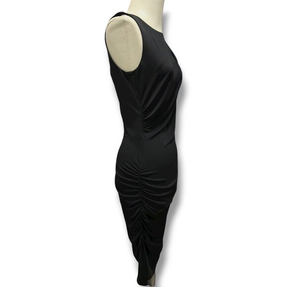 332 Michael Kors | EUC Women’s Black Draped Shoulder Sheath Dress (Size M) - Picture 3 of 15